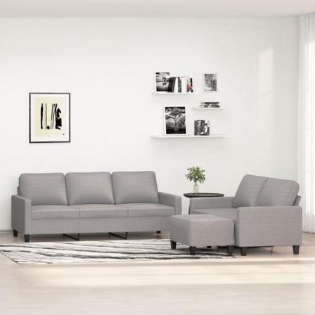 Vidaxl Soffgrupp Med Dynor 3 Delar Ljusgrå Tyg Grå