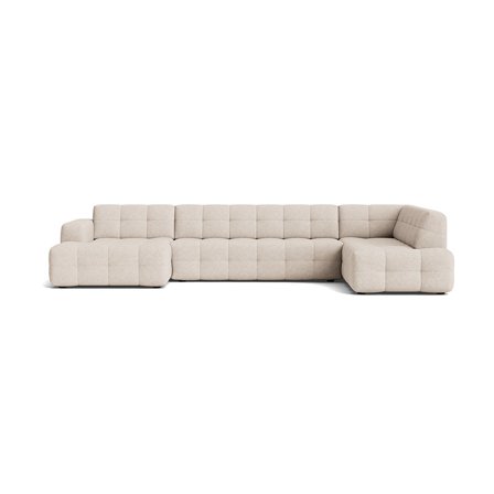 Paris U-Form Sofa, links, Aragon Beige, modernes Design mit Steppmuster, komfortable Polsterung für Wohnzimmer, großzügige Wohnlandschaft 77cm