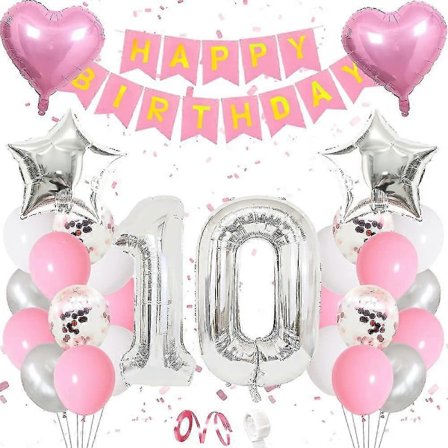 10-årsdag Ballong för Flicka, rosa 10-årsdag Ballong, 10-årsdag Flicka - Perfekt