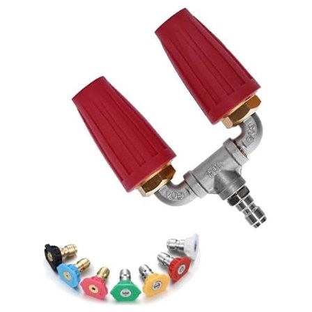 360 Roterende Turbo Dyse for Høytrykksspyler med 1/4In Hurtigkobling, 2.5 Åpning Twin Turbo Spyler med 7 Dyse Tips