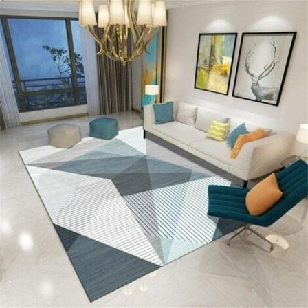 Liukumaton pestävä olohuoneen matto geometrisella kuviolla sininen harmaa valkoinen lasten makuuhuoneen sisustus ruokasalin matto 80x120C