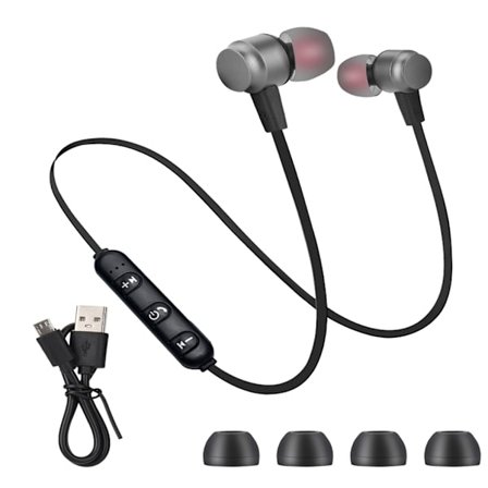 Nakkehængende magnetisk headset sport løb BT headset øretelefon (grå)