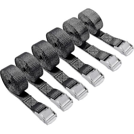 Spændestropper 40cm-pakke med 6 korte sorte spændestropper med klemmelås til motorcykel cykelholder