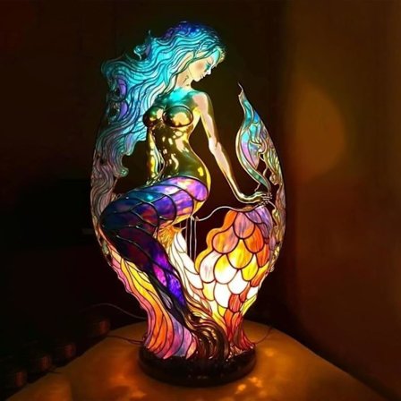 Dyr Bordlampe, Glasmosaik Lampe, Harpiks Vintage Natlampe Drage Kat Ugle Ulv Elefant Bordlampe Bohemian Seng