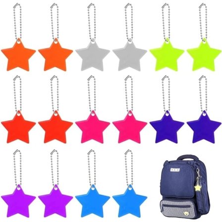 16 stk. sikkerhetsrefleksanheng, stjerneformet sikkerhetsrefleksanheng, sikkerhetsrefleksanheng for barn