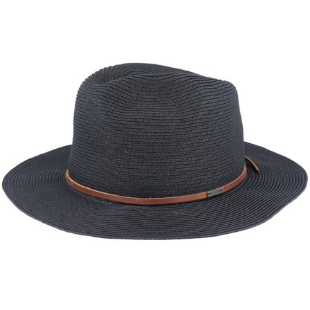 Brixton - Wesley Packable Black Fedora Straw Hat Straw Black Hat - @ Hatstore