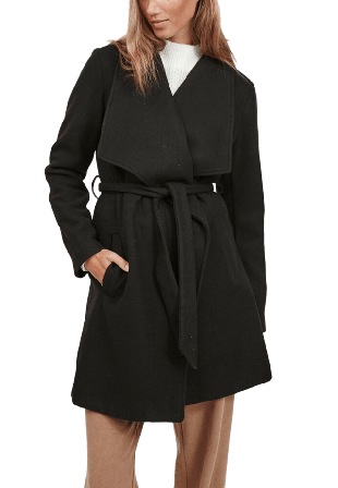 Vila Vicooley Collar Belt Coat Kappor Dam Svart 38