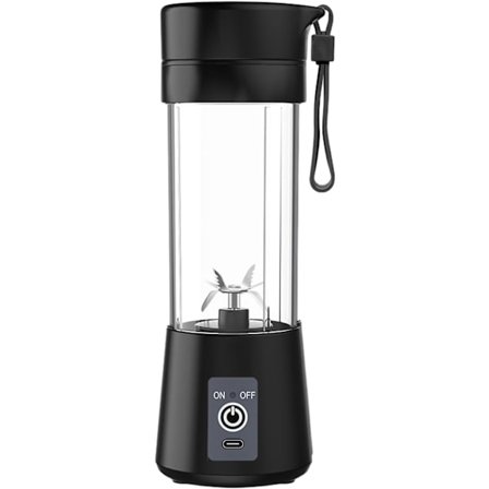 Bärbar mixer, mini mixer 380 ml för smoothies och milkshakes, USB Type-C uppladdningsbar personlig mixer, 6 3D-blad