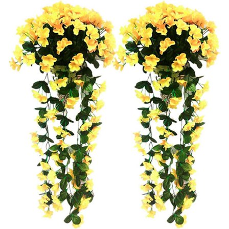 2 stk Kunstige Wisteria Vines Kunstige Hengende Blomster Kunstige Planter, Utendørs Hjemmedørsdekorasjon