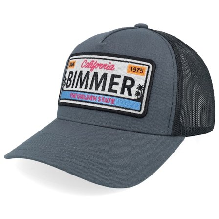 Iconic - Bimmer License Plate Grey/Black A-frame Trucker Trucker Grey Cap - @ Hatstore