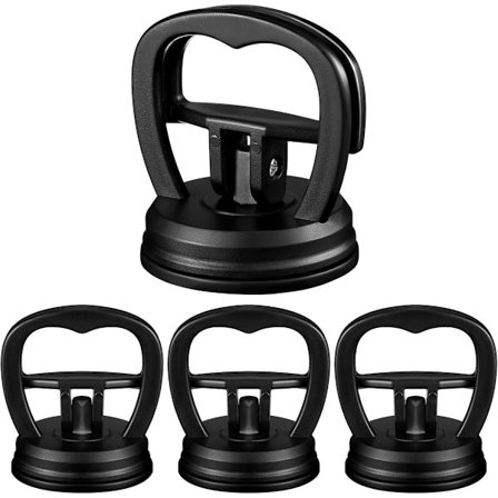 Fyrdelarsats - Kraftfulla sugkoppar - Kraftiga sugkoppar i aluminium - Reparationssats för bucklor - Svart