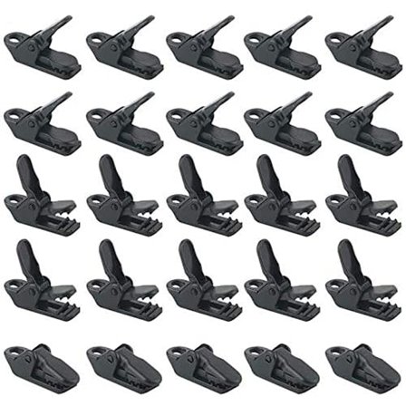 25 st/påse svarta tältklämmor, vindtäta markis klämmor plast vind