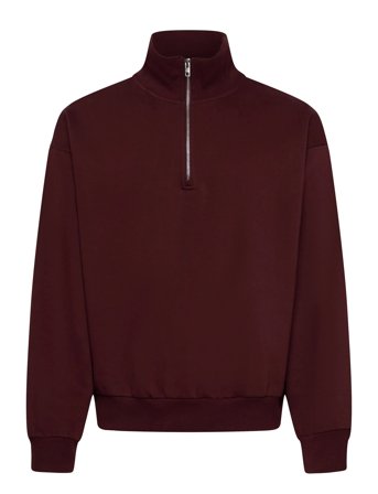 Weekday Loose Half Zip Sweatshirt - Burgundy - M