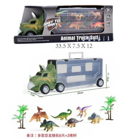 Dinosaur Toys Truck, Lekebil med 6 stk tilfeldige Mini Plastdinosaurer for Gutter og Jenter, Lag en Realistisk Dino Verden Bursdagsgave