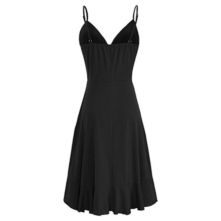 Hawaiiansk Blad Djup V-ringad Midi Klänning Dam Sommar Strand Solklänning Hängselklänning