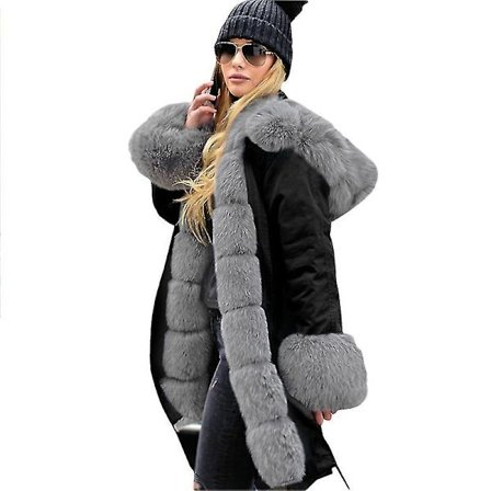 Dame Camouflage Faux Fur Foret Jakke med Hætte Parka Julegave