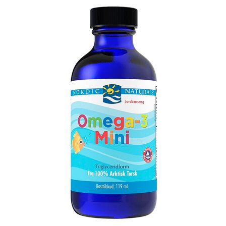 Nordic Naturals FT Nordic Naturals Omega 3 mini m. jordbærsmag 119 ml 119 ml, Helse & Madvarer, Kosttilskud, Fiskeolie & Omega 3