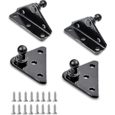 10 mm kulbult monteringsfästen 2 st L-typ och 2 st platt-typ med 16 st skruvar för gasfjäder gasfjädrar gasdämpare Lift-o-mat, Svart-Yvan
