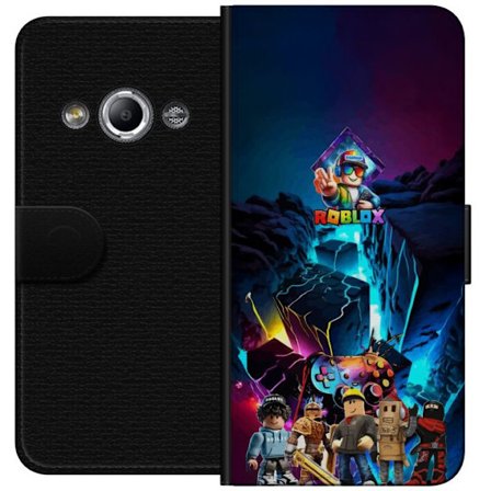 Kompatibel Tegnebogsetui til Samsung Galaxy Xcover 3 Roblox futuristisk neon gamingdesign med avatarer og farveeksplosion, populært motiv for børn o