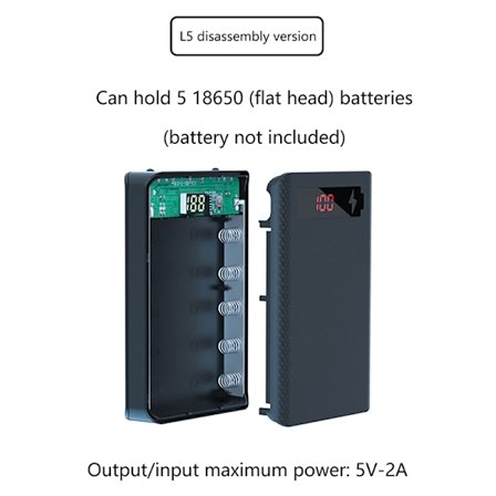 5*18650 Batteri Power Bank Case 10W Hållare Batteri Förvaringsbox