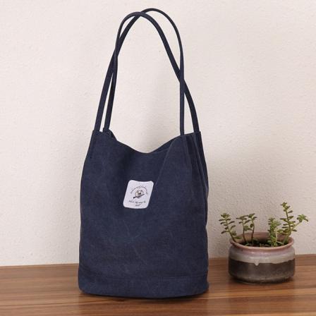 Kvinder Dame Håndtaske Bucket Bag Hvid lærredstaske Skulder Fashion Dark Blue