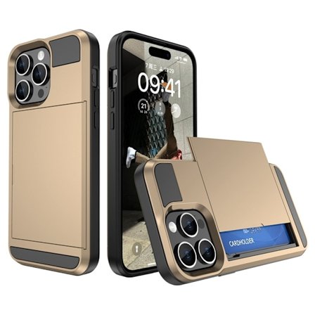 Skal för iPhone 13mini skjutbart kortfack guld slot armor