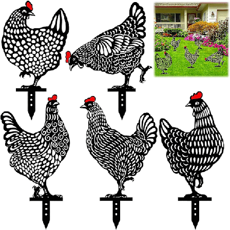 5 stk. Have Dekoration, Realistisk Hønse, Kyllingegårdskunst,