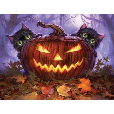 5d Halloween Pumpa Och Katt Diamantmålning, 40x30cm