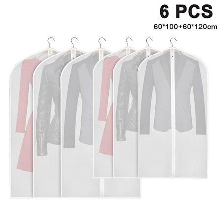 6 Pcs Garment Bags Covers, Peva Coat Cover Breathable Coat Suit Bags