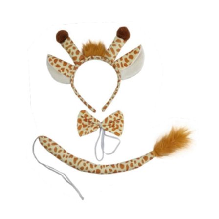 Girafföron Pannband Svans Fluga Set Huvudbonad för Scenföreställning Maskerad