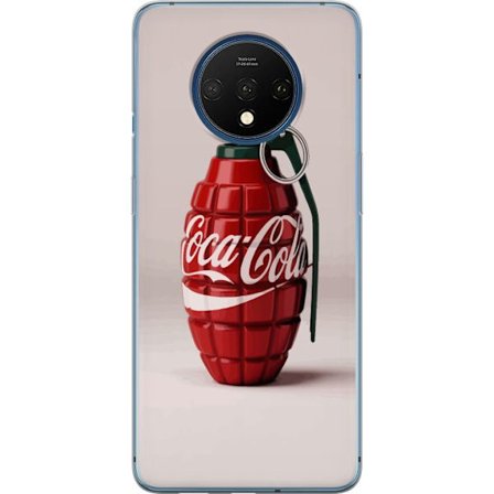 Kompatibelt Mobildeksel til OnePlus OnePlus 7T Kunstnerisk illustrasjon av Coca Cola granateple i rødt og grønt, pop art inspirert motiv med lekende
