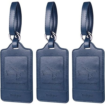 3-pack Bagagetaggar, PU-läder Bagagetaggar för Resväskor, Bagageetiketter med Namn-ID-kort, Iögonfallande, Hållbara, Researtiklar