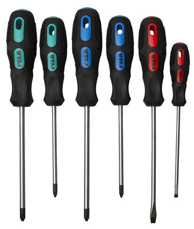 PELA 82285 Skruvmejselsats 6 delar, spår/PH/PZ, Skruva