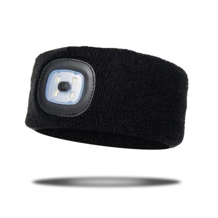 (svart) Sport Hodebånd, Ultra USB Oppladbar, Elastisk Sklisikker Sw