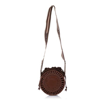 Stella McCartney Pre-owned, Logo Circle Crossbody Tas Leer Kalf Bruin, Dames, Maat:ONE Size