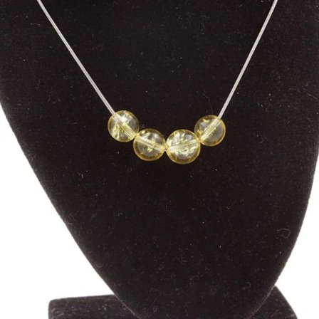 Sten og mineraler. 4 Citrin perlekæde 8 mm Rustfri stålkæde.