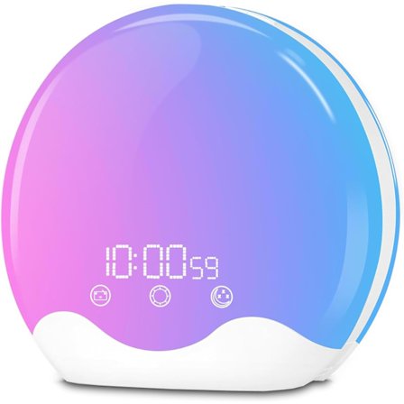 Vekkerlys soloppgang vekkerklokke for tunge sovende, soloppgangslampe