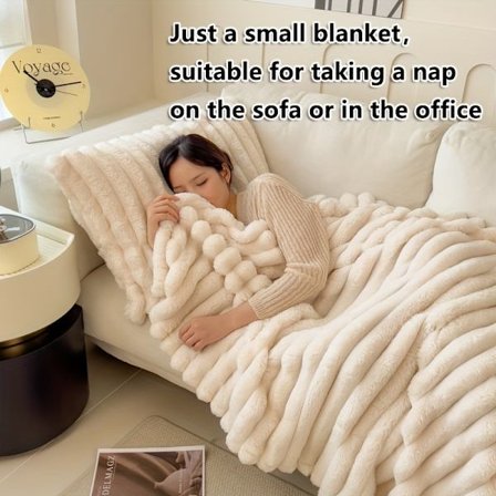 1 stk. Plys Tæppe - Tykt Varmt Luksus Sengetæppe/Plaid til Alle Årstider - Blød Beige/Hvid/Grå/Sort - Hurtig Opvarmning til Vinter