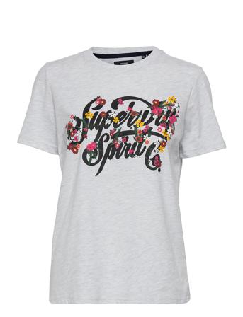 Script Style Floral Tee Grey Superdry