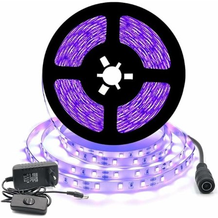 12V Sort UV Fleksibel LED Strip Sæt 5M 300leds IP20 300leds SMD2835 Lilla Strip Med Transformer/Strømforsyning, til Indendørs Dekoration Festival, Jul