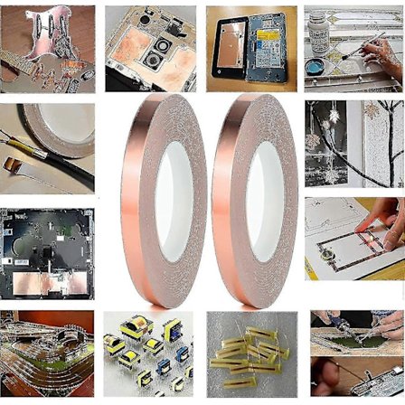 Kobberfolie Tape, 2 Kobberfolier Med Dobbel Kobbertape Ledende Lim For Glassmaleri Ledende Lim