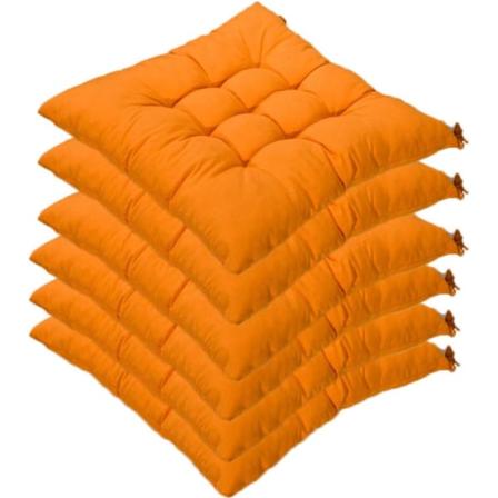 6 st trädgårdsstolsdynor/polyester trädgårdssitsdyna - orange färg