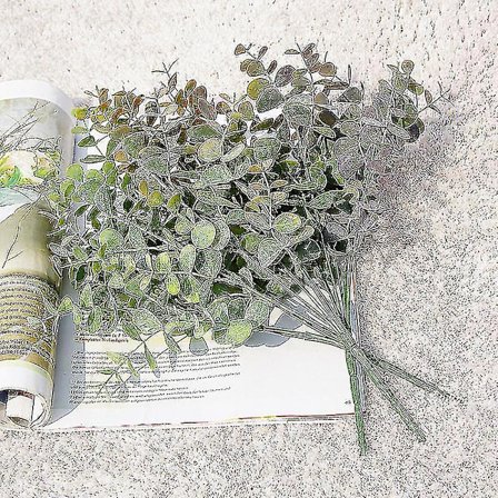 Ghyt 3 stk kunstige plastplanter blader grønn eukalyptusgren for hagevase hjem