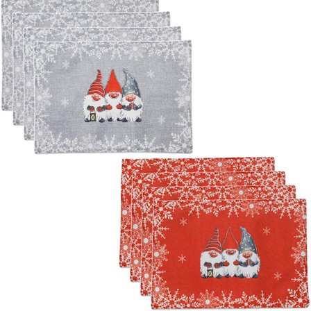 8 stk. julepladsmåtter, julebordsmåtter til spisebord julebordsdekorationer vaskbare skridsikre pladsmåttet til julemiddage