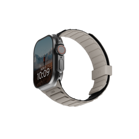 UAG Pathfinder silikoninen kaksipuolinen magneettihihna Apple kellolle, musta-harmaa