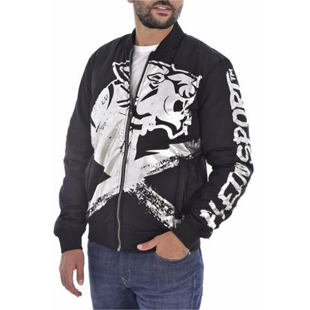 Plein Sport, Bumber quilted tiger pattern Zwart, Heren, Maat:M