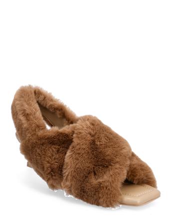 Carrie, 1554 Fur Micro Sandal Med Hæl Brun STINE GOYA