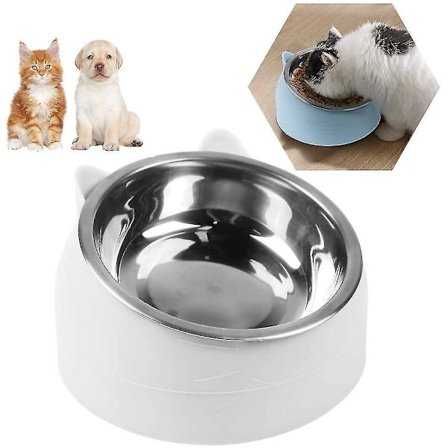 Kattmatskål, lutande kattmatskål, 15 plattform lutande kattmatskål, liten hundskål, halkfri katt- och hundskål, upphöjd och lutande kattmatskål, 