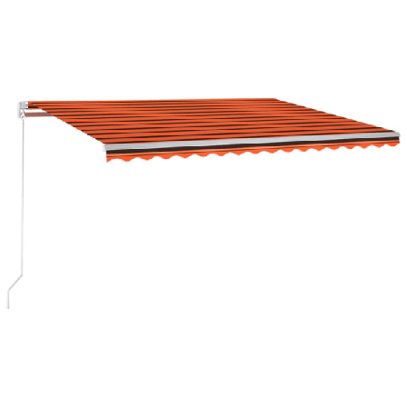 Vidaxl Markis Manuellt Infällbar Med Led 450x300 Cm Orange Och B Orange