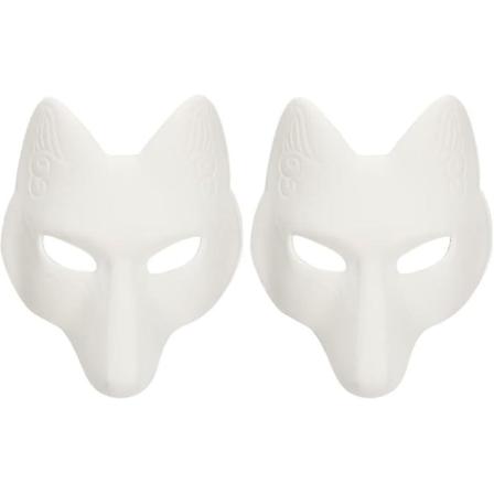 Varghuvudmask djurmask 2 rävmask, Halloween vit rävmask-Xin
